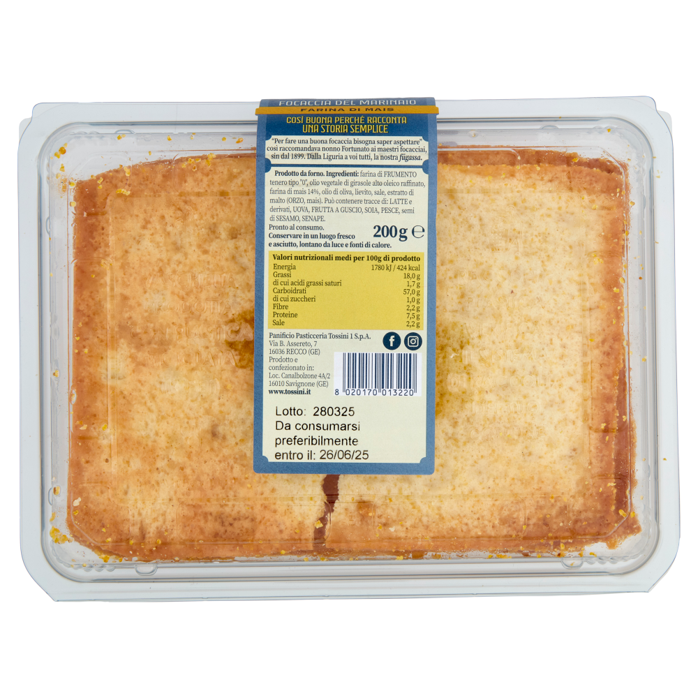 Tossini Focaccia del Marinaio Farina di Mais 200 g