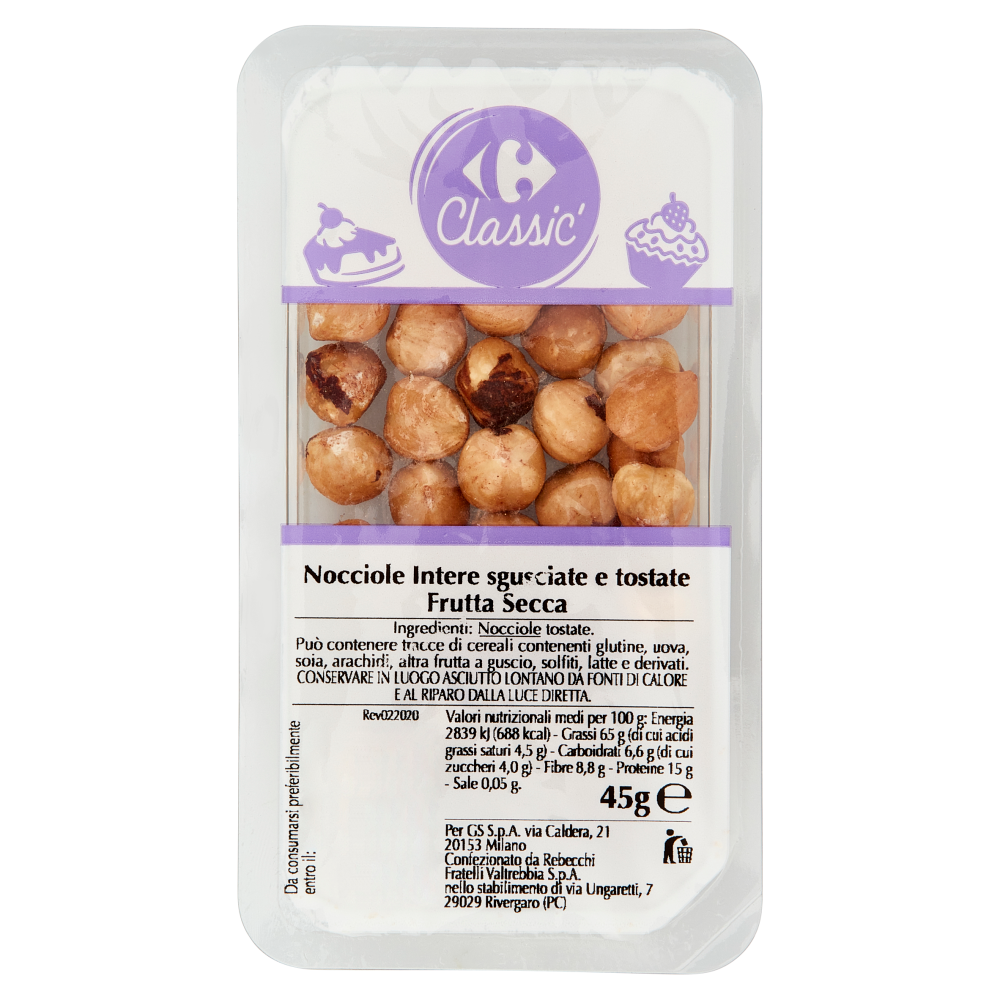 Carrefour Classic Nocciole Intere sgusciate e tostate 45 g