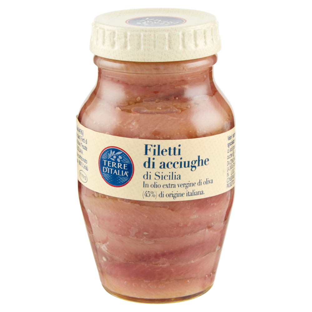 Terre d'Italia Filetti di acciughe di Sicilia in olio extra vergine di oliva 156 g