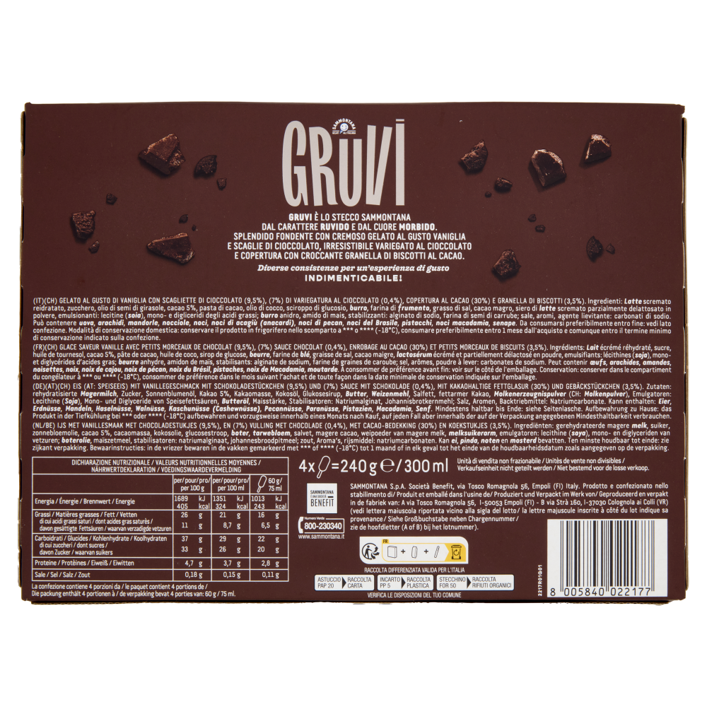 Sammontana Gruvi Splendido Fondente 4 x 60 g