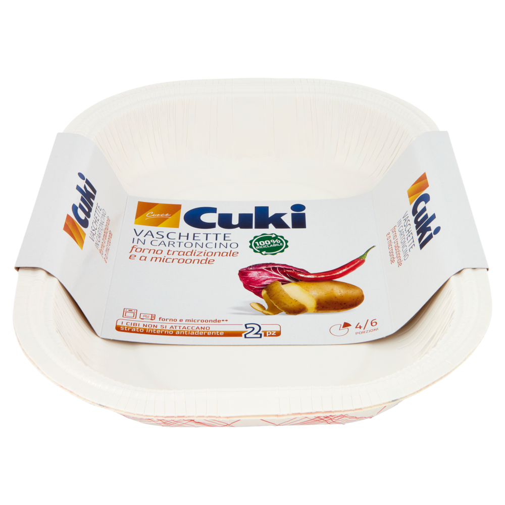 Cuki Cuoce Vaschette in Cartoncino 4/6 Porzioni 2 pz