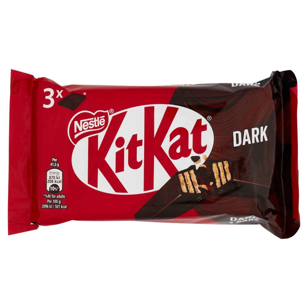 KITKAT Dark Wafer ricoperto di Cioccolato Fondente 3 snack da 41,5g