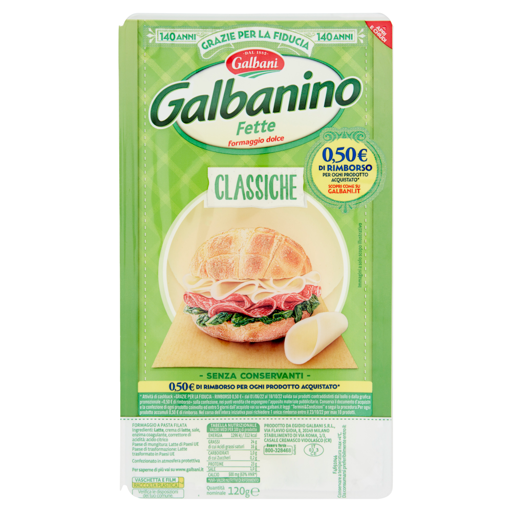 Galbani Galbanino Fette formaggio dolce Classiche 120 g