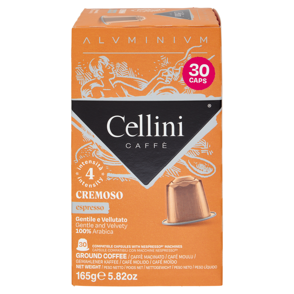 Cellini Caff&egrave; Aluminium Cremoso espresso 30 Capsule Compatibili 165 g
