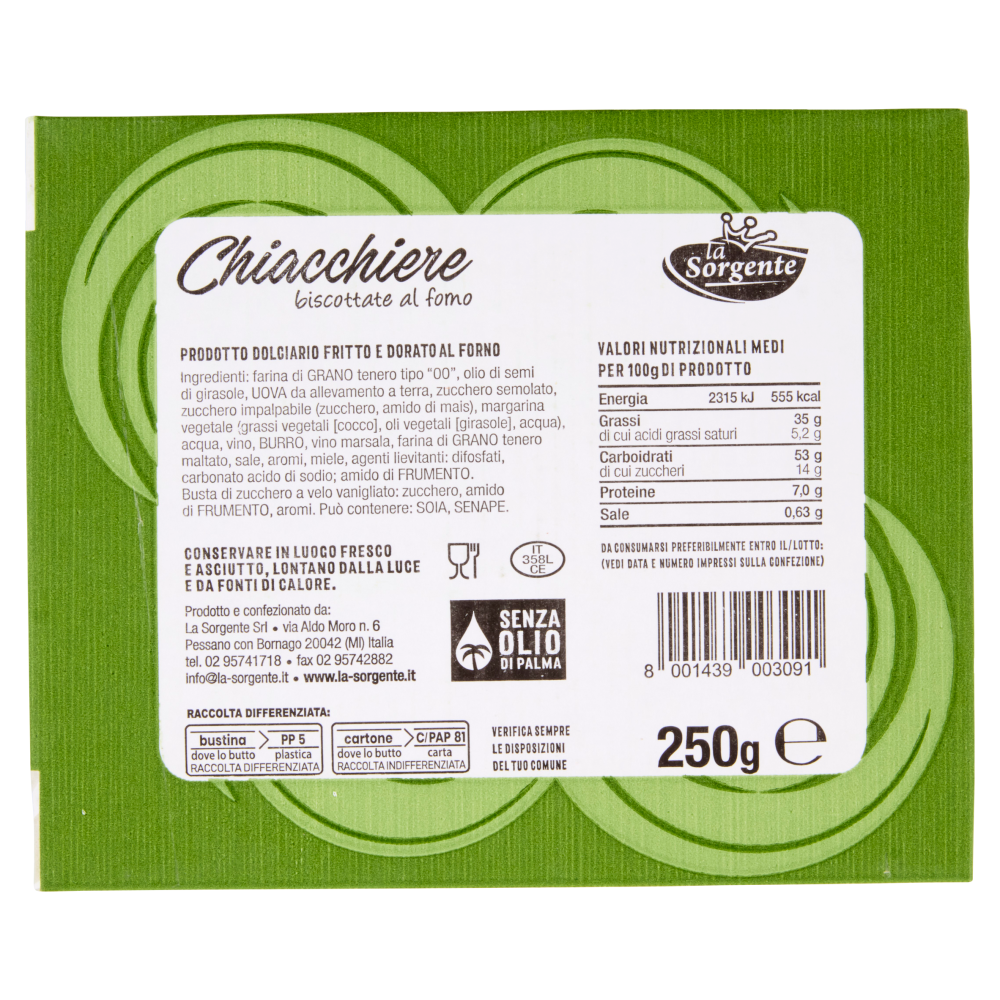 la Sorgente Chiacchiere biscottate al forno 250 g