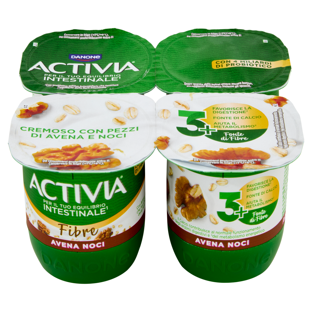 ACTIVIA Fibre Yogurt con Probiotico Bifidus, gusto Avena e Noci, 4x125g
