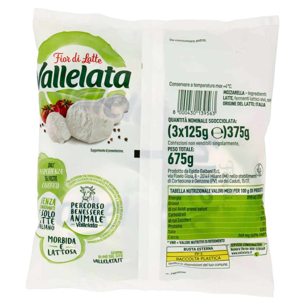 Vallelata Fior di Latte Mozzarelle 3 x 125 g