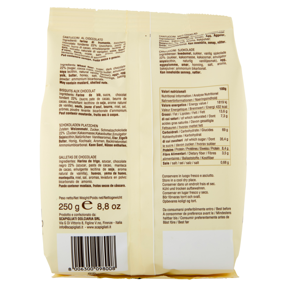 Scapigliati Cantuccini al Cioccolato 250 g