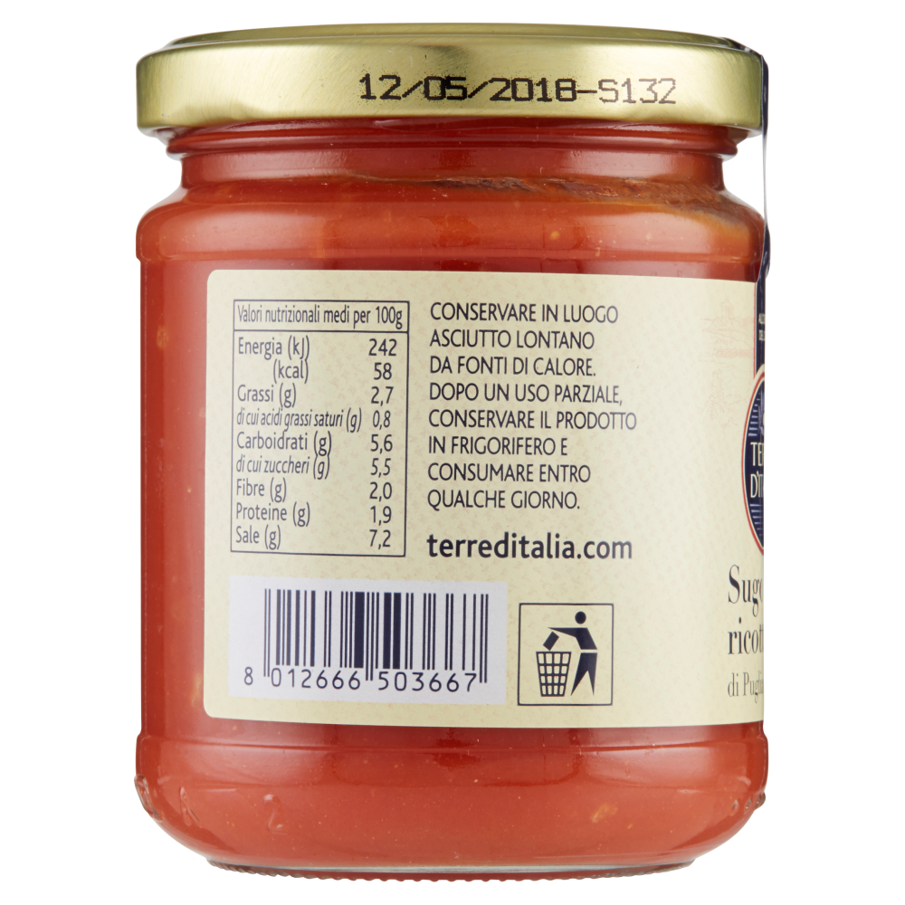 Terre d'Italia Sugo di Puglia alla ricotta forte 180 g
