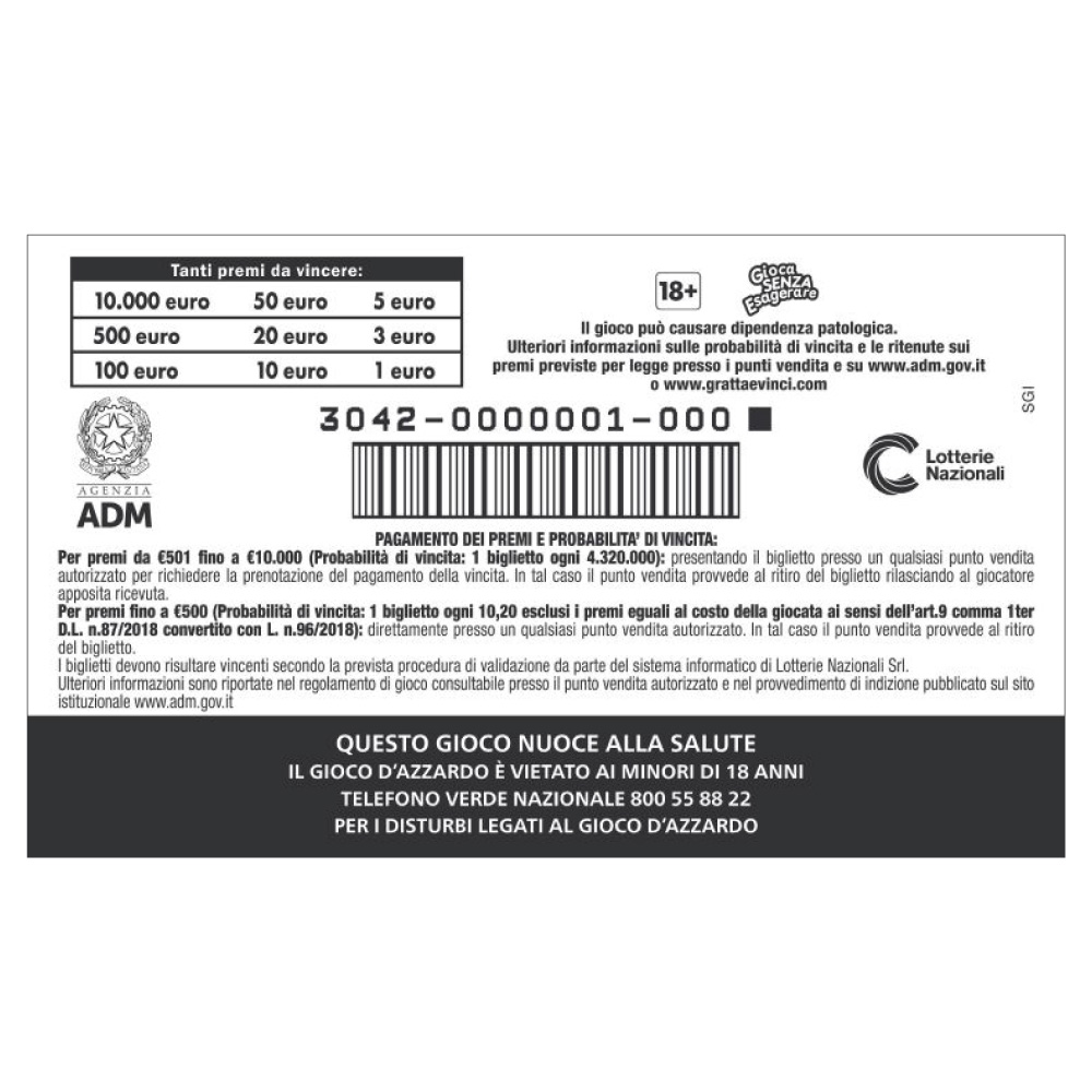 Biglietto Lotteria Istantanea Monetine Fortunate 1€