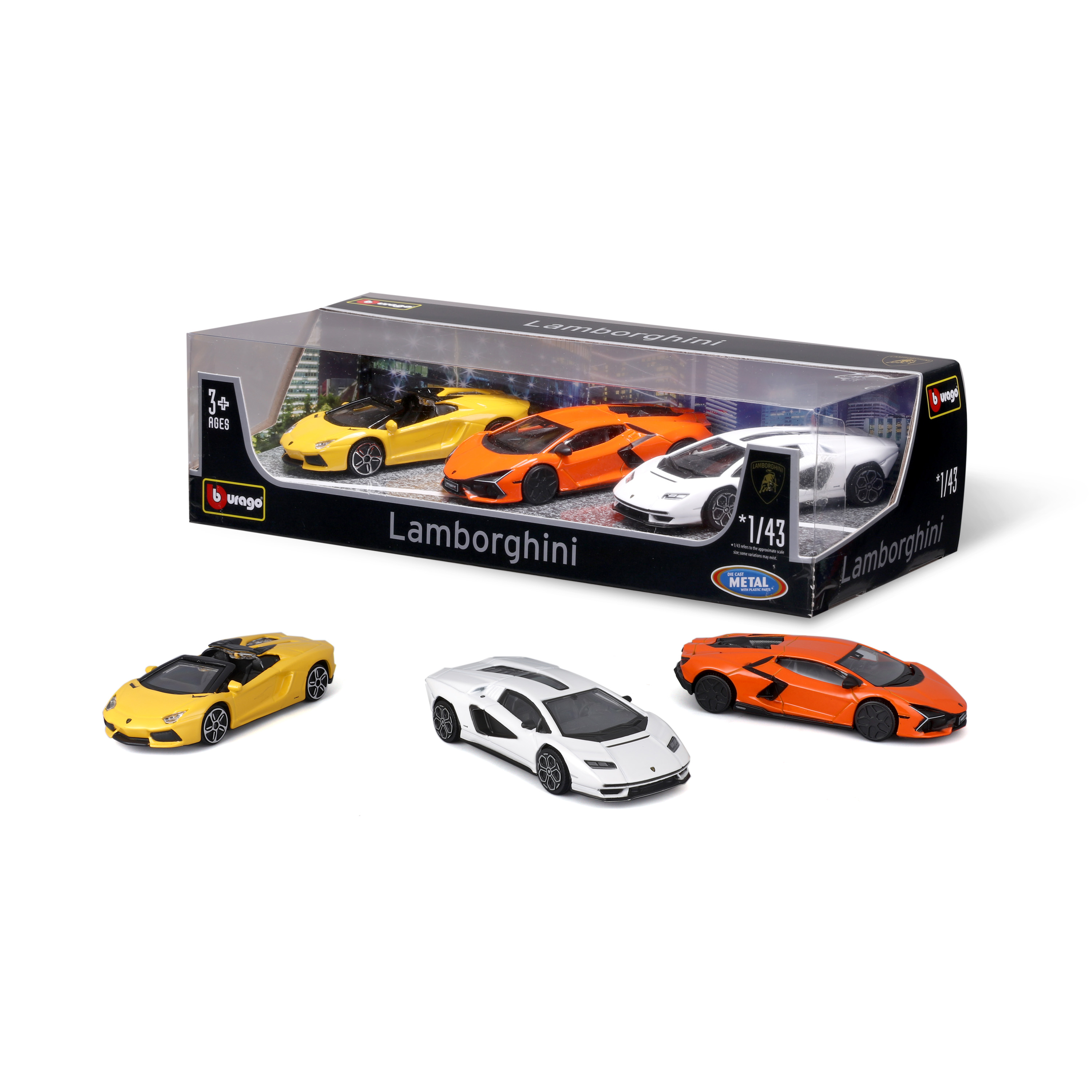 BBURAGO Gift Pack con 3 Auto Lamborghini - 1:43