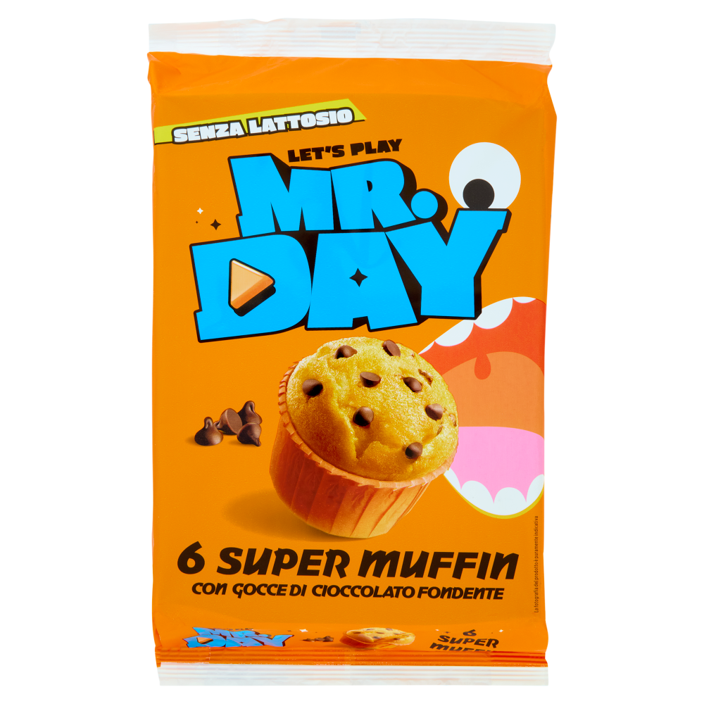 Mr.Day 6 Super Muffin con Gocce di Cioccolato Fondente 6 x 50 g