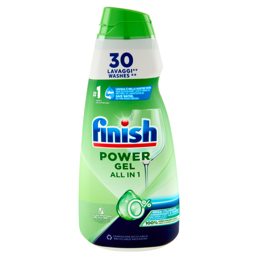 Finish Power Gel 0% liquido lavastoviglie 30 lavaggi 600 ml