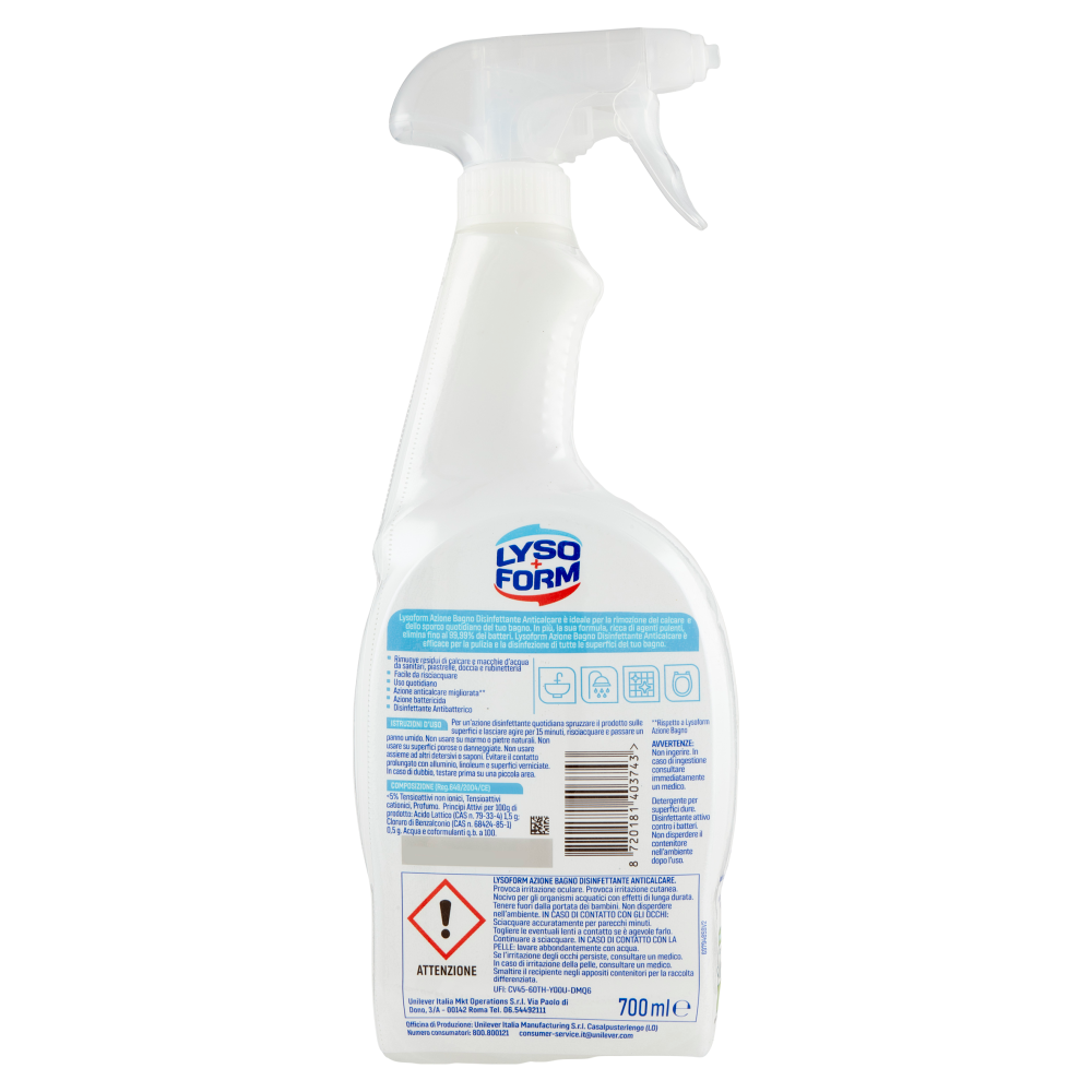 Lysoform Disinfettante Anticalcare Azione Bagno Fresco Profumo 700 ml