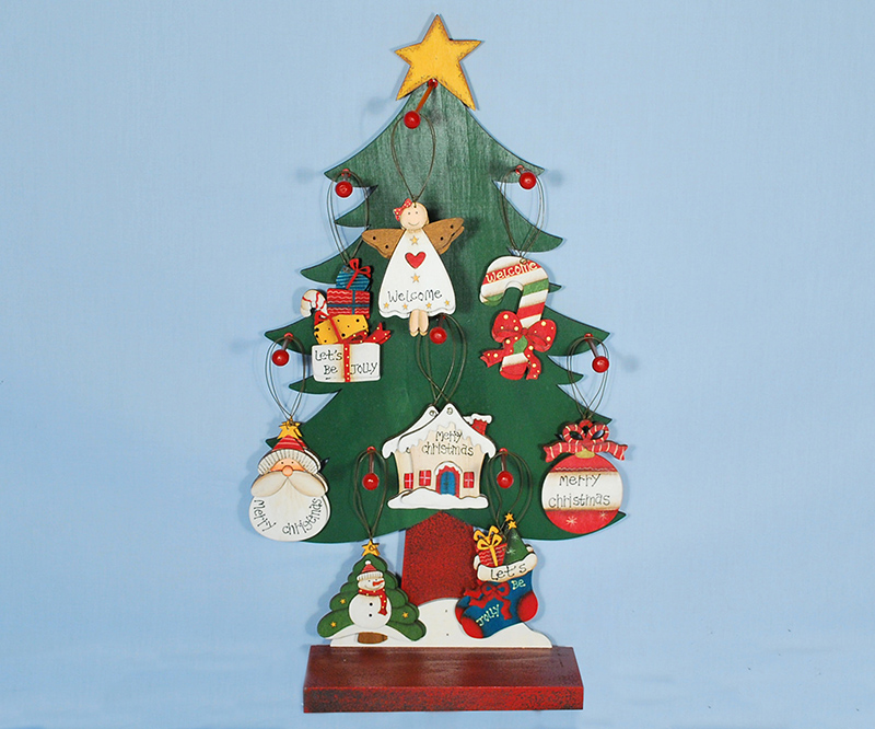 Carrefour Soggetto Natalizio In Legno Con Albero Espositore Da 80 Pz.