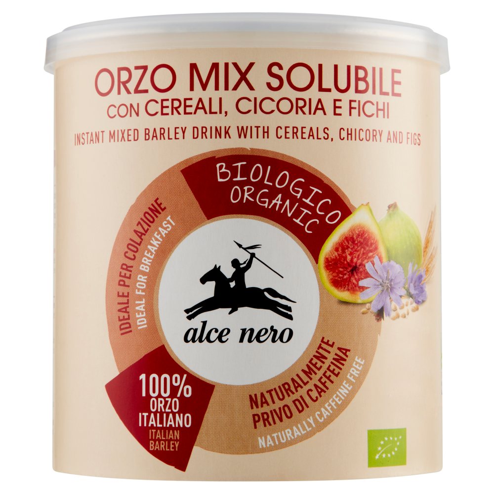 alce nero Orzo Mix Solubile con Cereali, Cicoria e Fichi 125 g