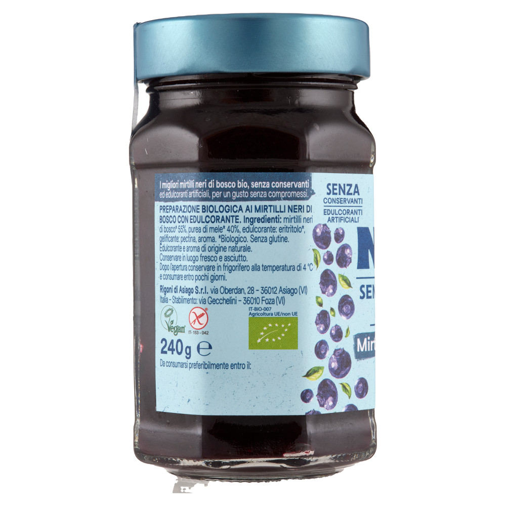 Rigoni di Asiago Natù Senza Zuccheri Aggiunti° Mirtilli neri di bosco bio 240 g