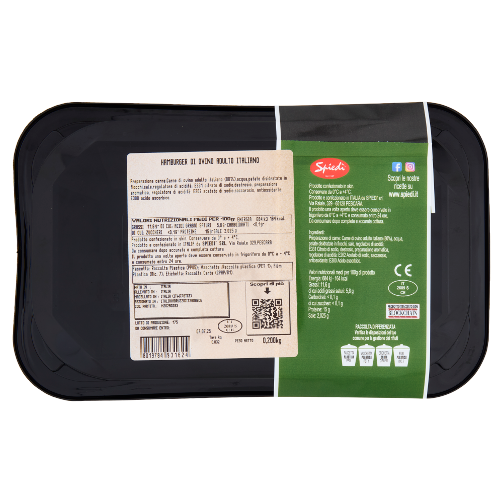 Spiedì l'hamurber di Ovino 100% italiano 0,200 Kg