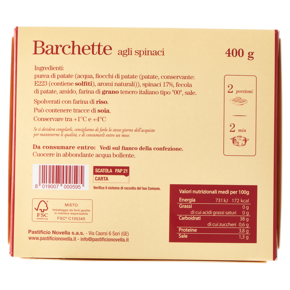 Pastificio Novella Barchette 400 g