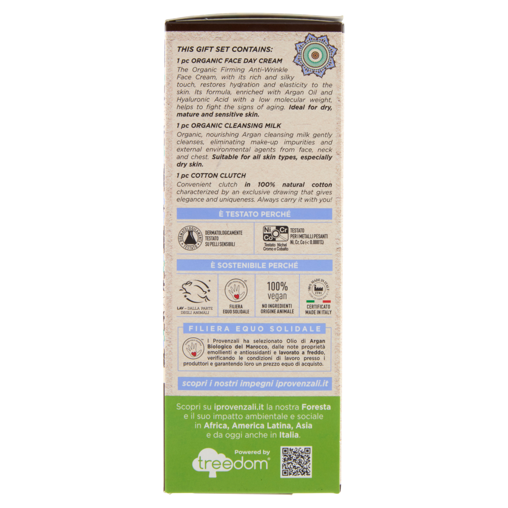 I Provenzali Bio Argan Crema Viso Biologica 50 mL+Latte Detergente Biologico 75 mL+1 Pochette cotone