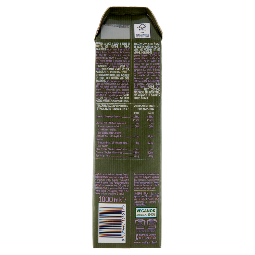 Valfrutta Frullato Proteico Mela Bosco Avena 1000 ml