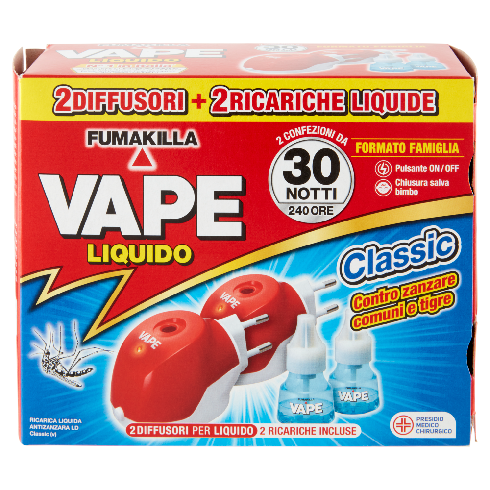 VAPE 2 Elettroemanatori Liquido Classic + 2 Ricariche da 15 ml
