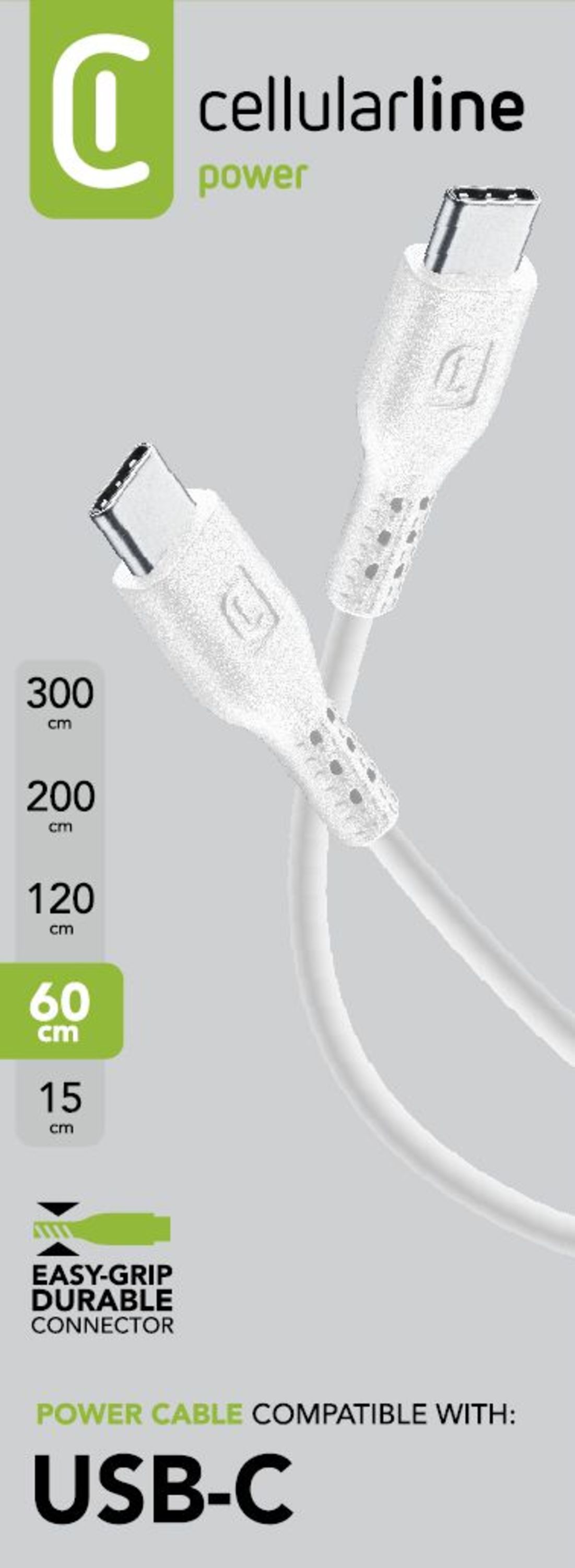 Cellularline Power Cable 60cm - USB-C to USB-C Cavo USB-C to USB-C per ricarica e trasferimento dati