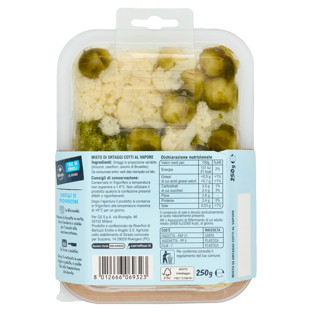 Carrefour il Mercato Tris di Cavoli al Vapore 250 g