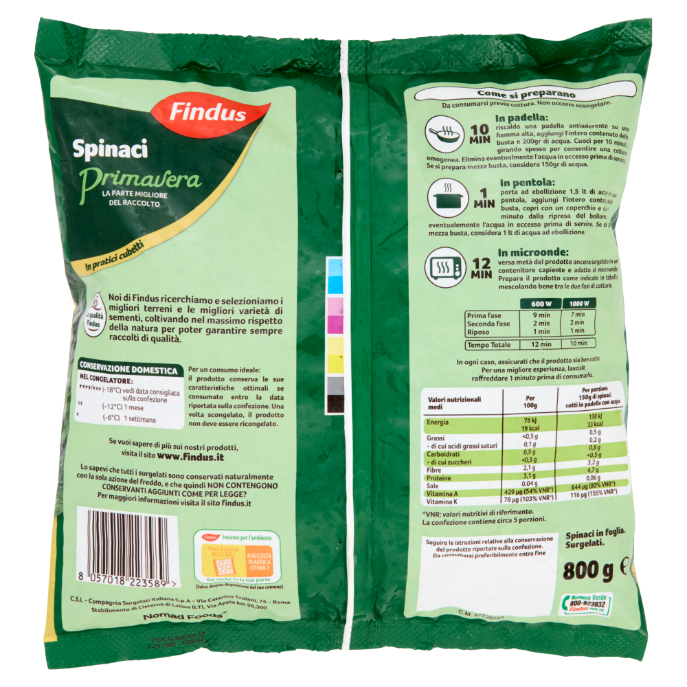 Findus Ciuffetti di Spinaci Primavera 800 g