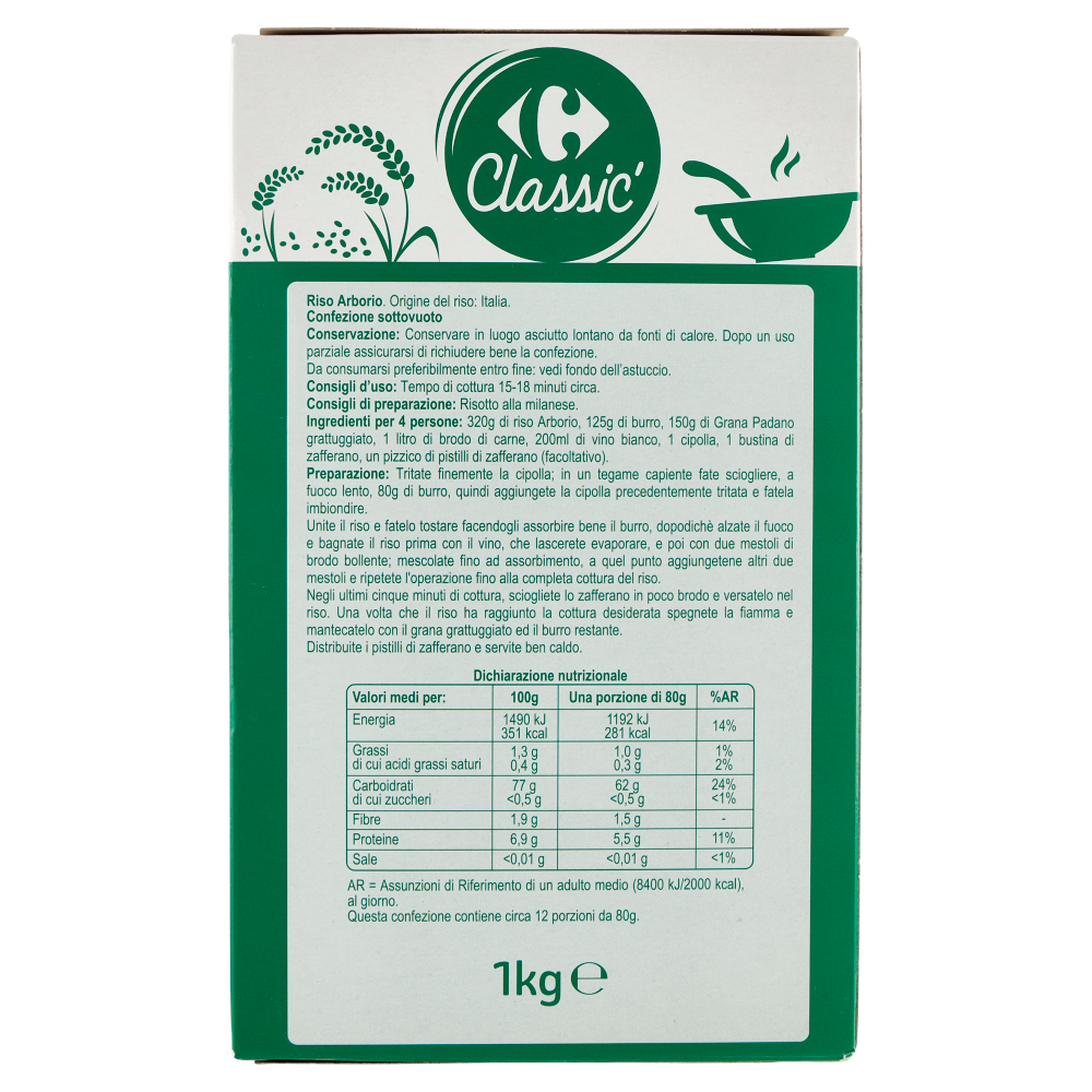 Carrefour Classic Riso Arborio 1 Kg