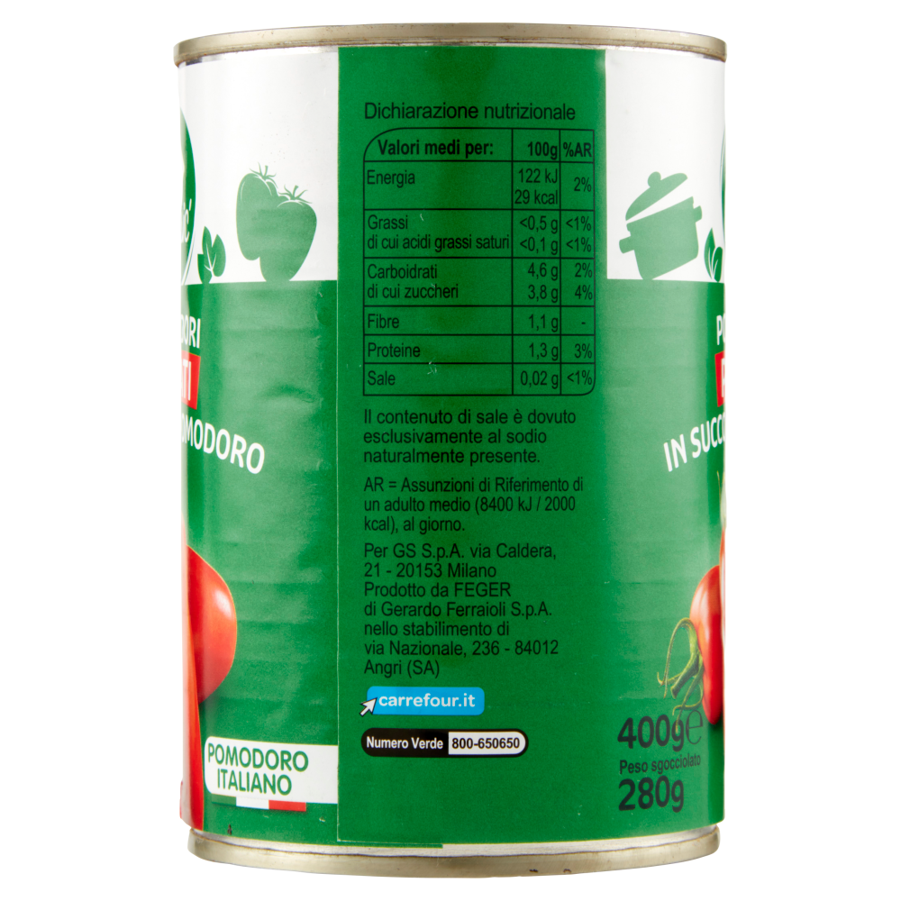 Carrefour Classic Pomodori Pelati in Succo di Pomodoro 400 g