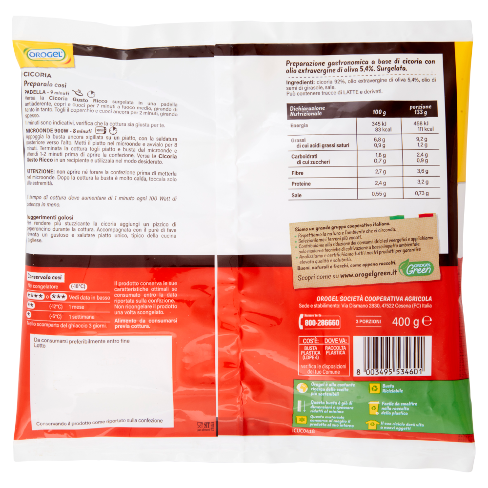 Orogel Gusto Ricco Cicoria Surgelati 400 g