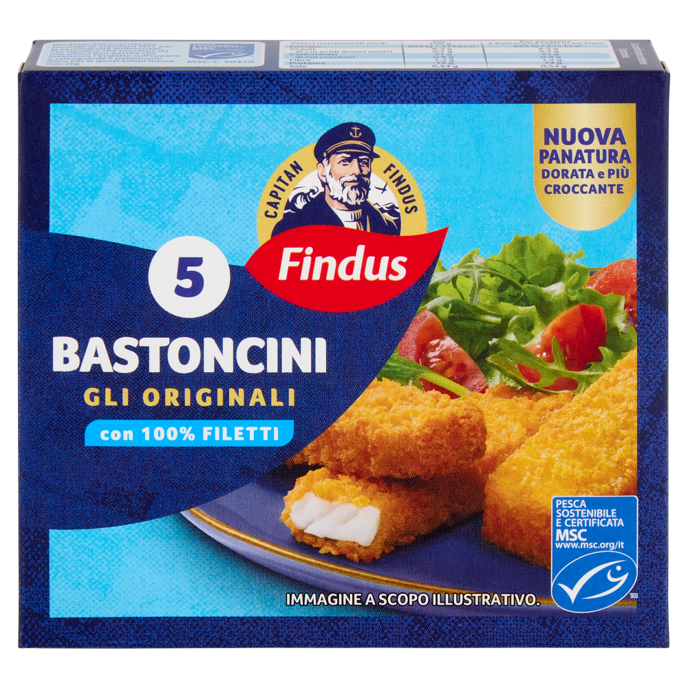 Capitan Findus 5 Bastoncini con 100% Filetti di Merluzzo 125 g