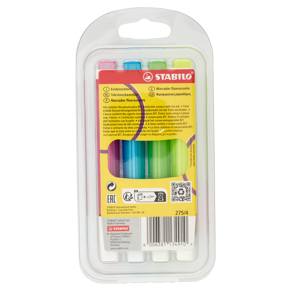 STABILO swing cool evidenziatore - astuccio da 4 pz.