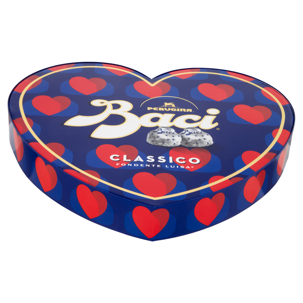 BACI PERUGINA Classico Cioccolatini Fondenti ripieni al Gianduia Scatola Cuore San Valentino 150g