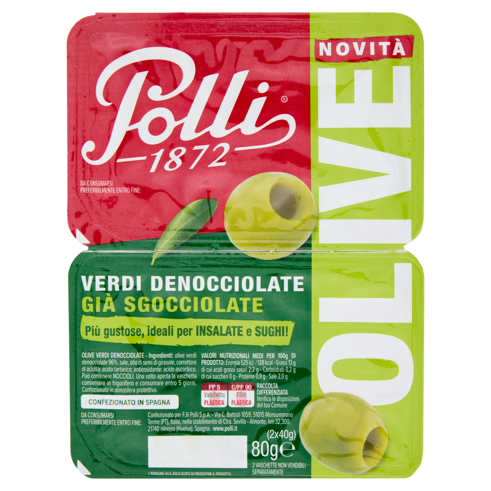 Polli Olive Verdi Denocciolate Già Sgocciolate 2 x 40 g