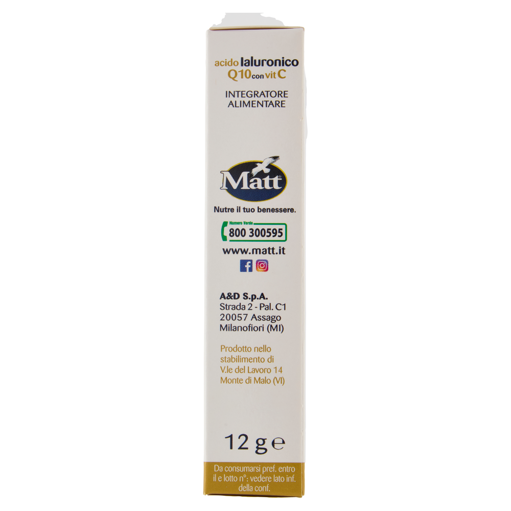 Matt Bellezza acido Ialuronico Q10 con Vit C 30 compresse 12 g