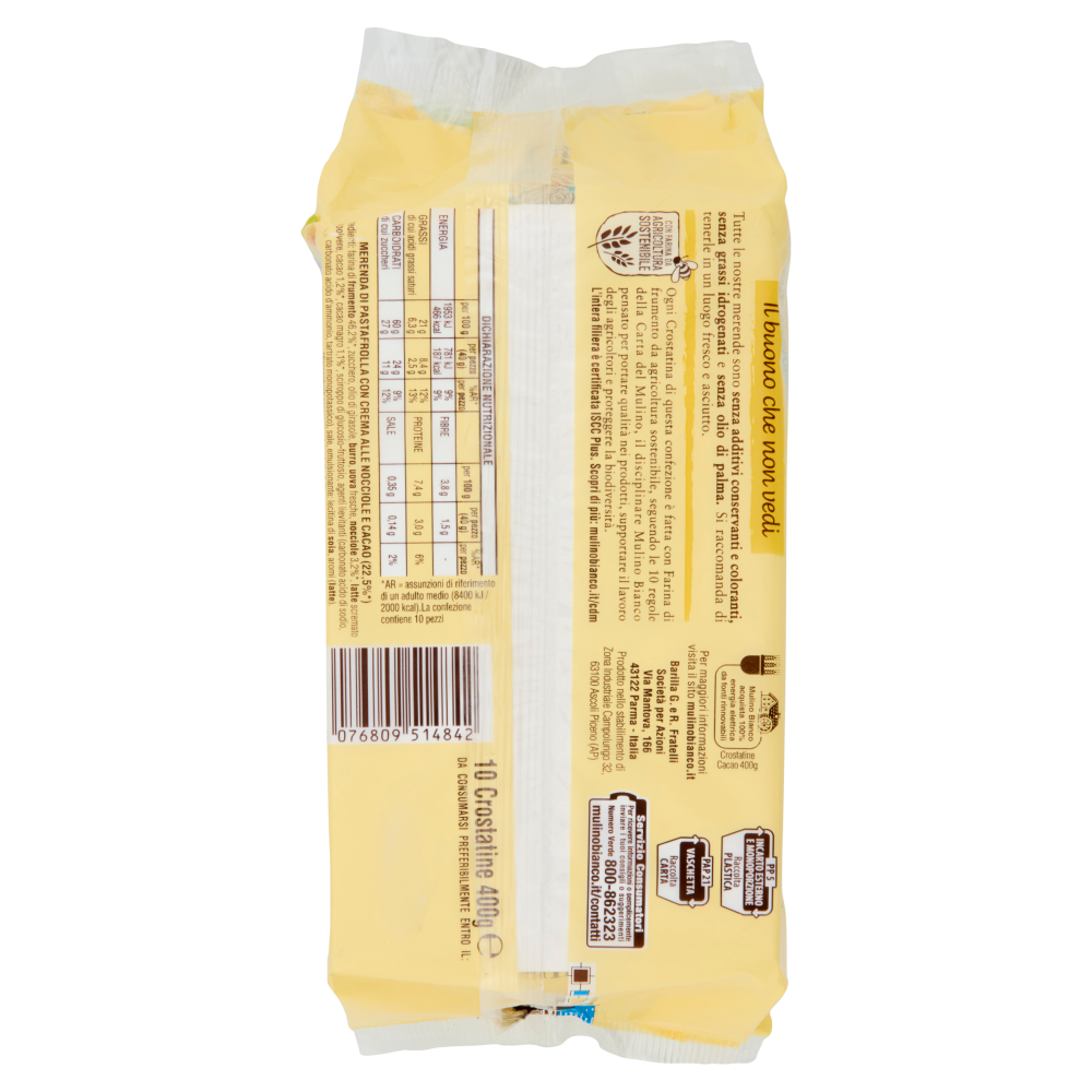 Mulino Bianco Crostatine Cacao Merenda Senza Additivi Conservanti 10 pezzi 400 g