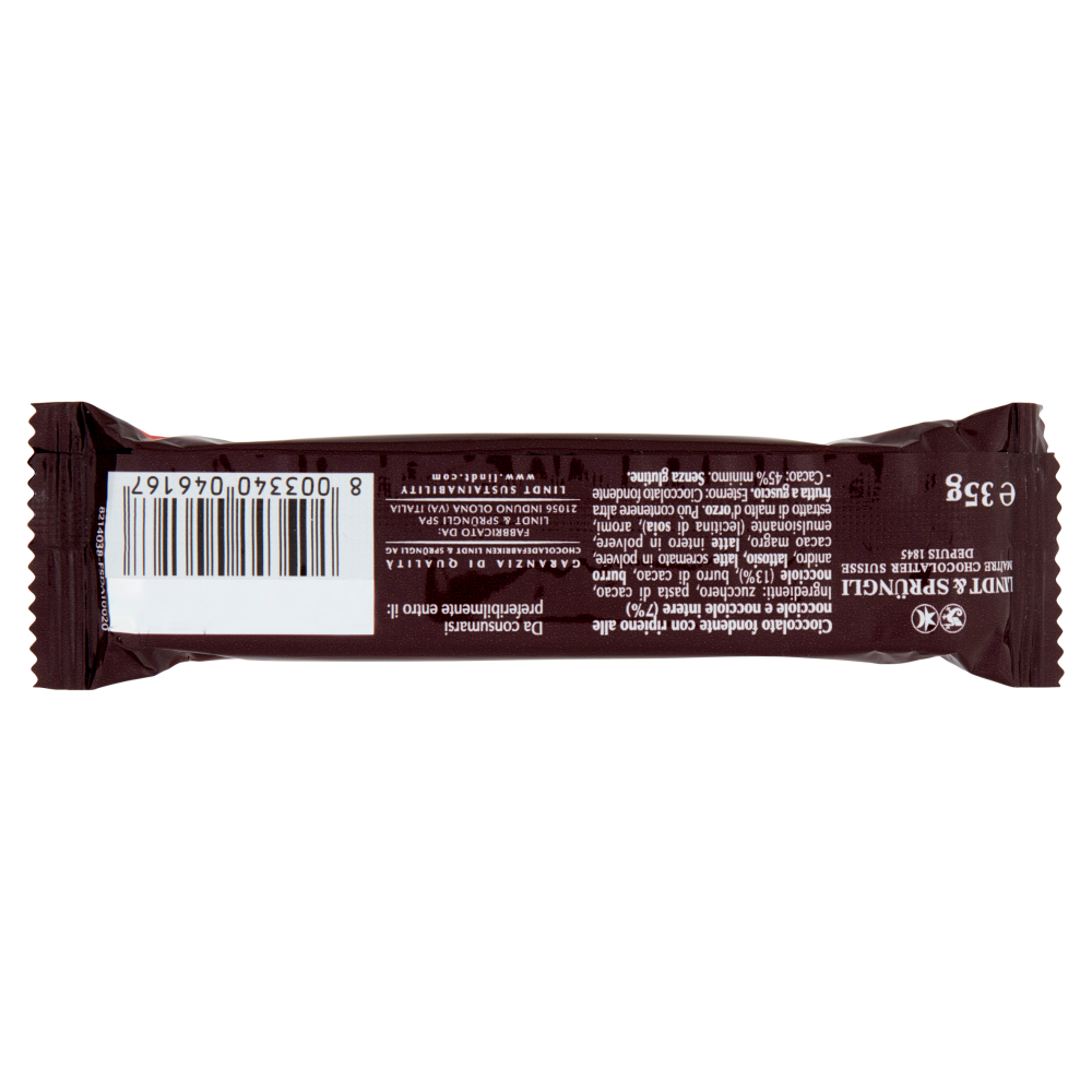 Lindt Barretta Snack Cioccolato Fondente Cioccolato con nocciole 35 g