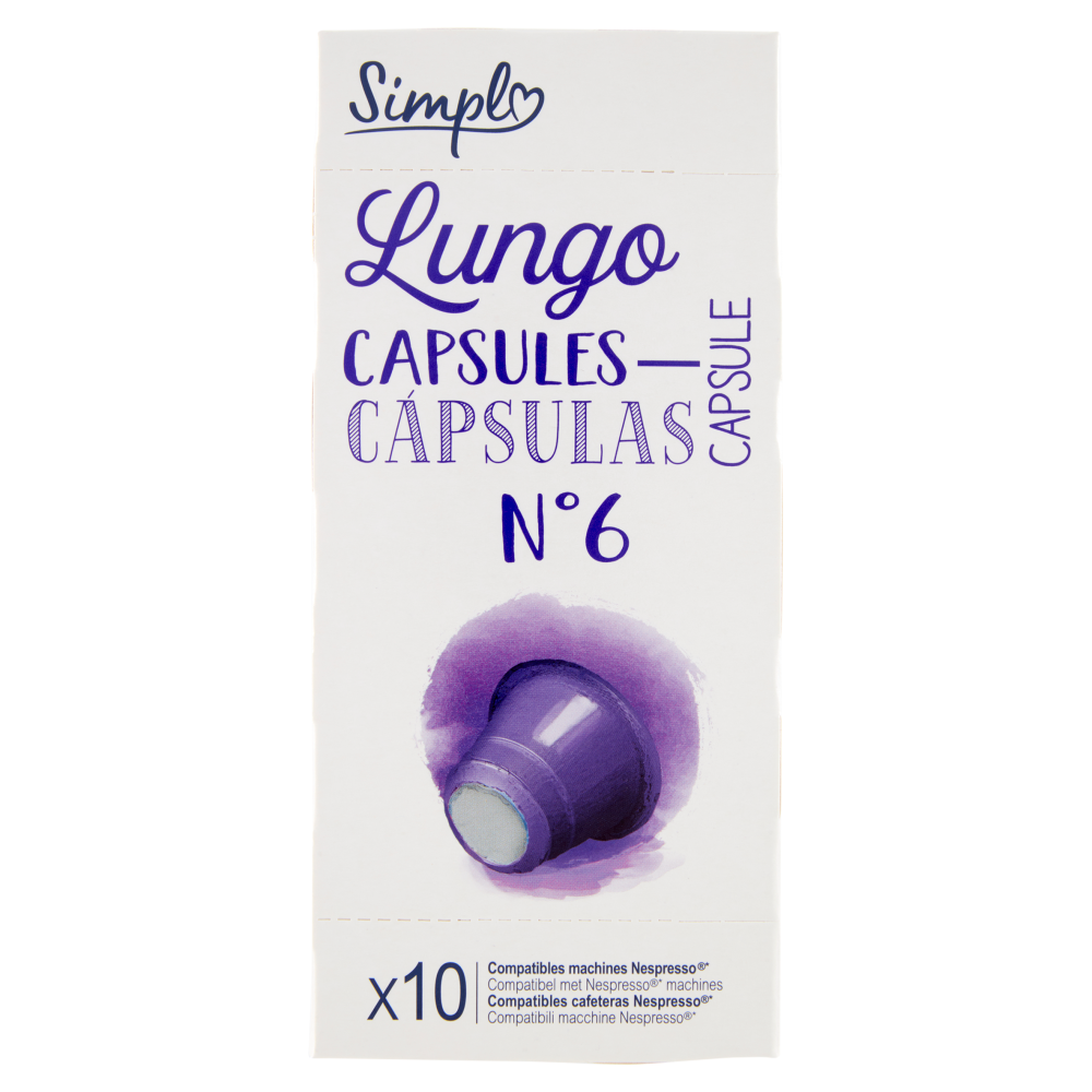 Simpl Lungo Capsule N°6 Compatibili macchine Nespresso* 10 capsule 50 g