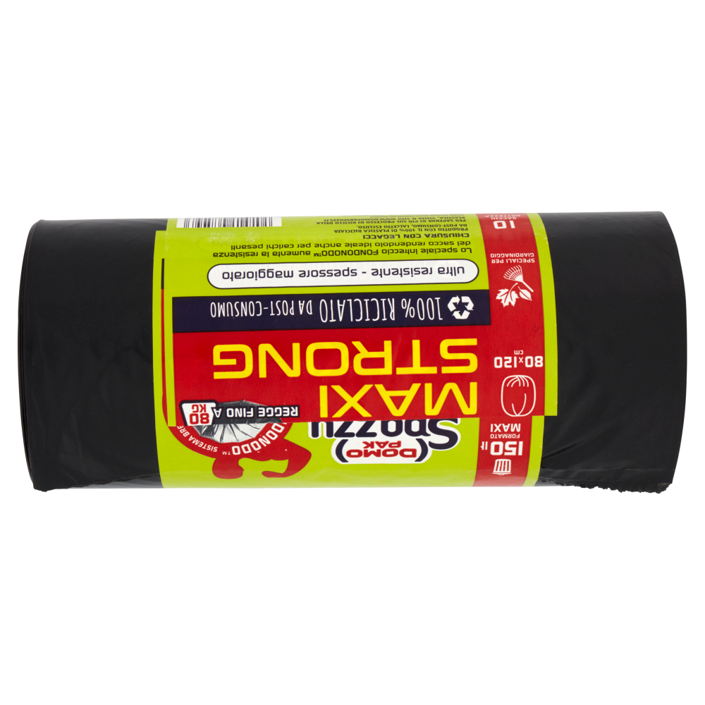 Domopak Spazzy Maxi Strong 100% Riciclato da Post-Consumo 150 lt Formato Maxi 80x120 cm 10 pz