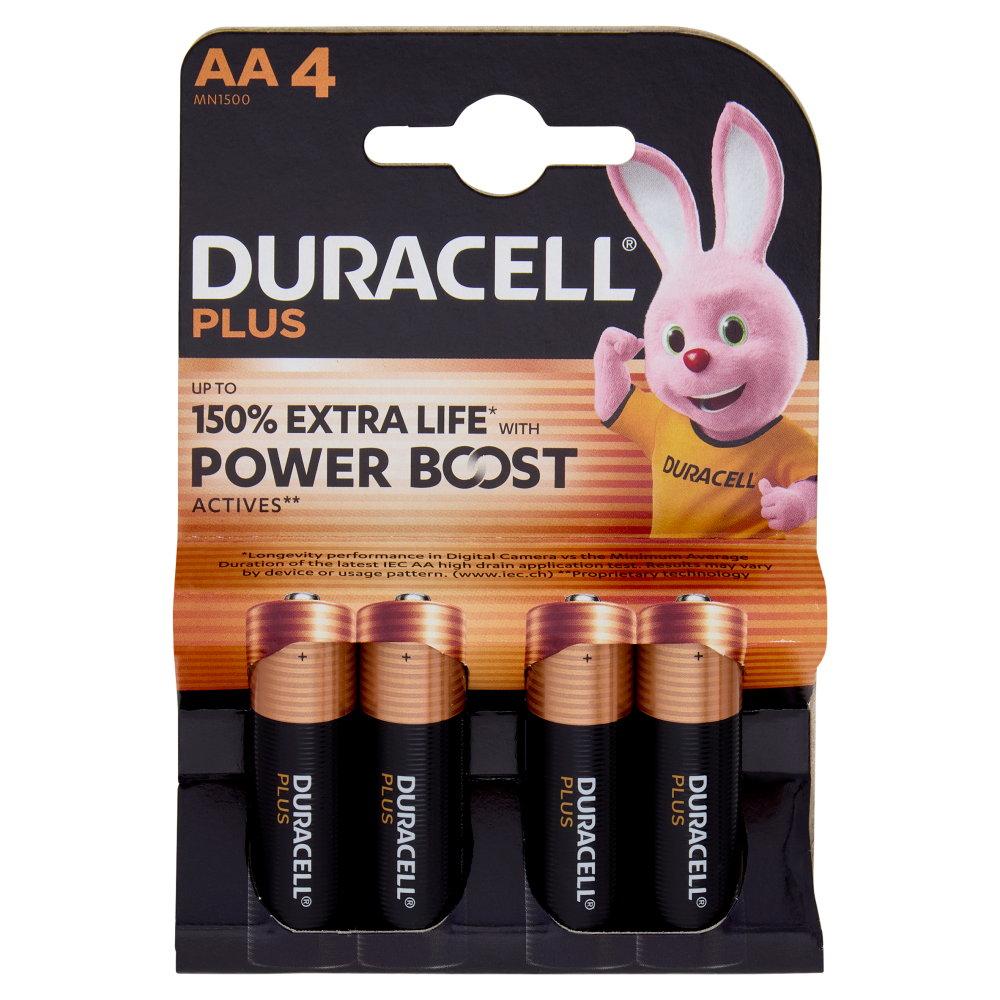 Duracell Plus AA 4  Stilo / Mignon Alcalina 1.5V MN1500 4 pz