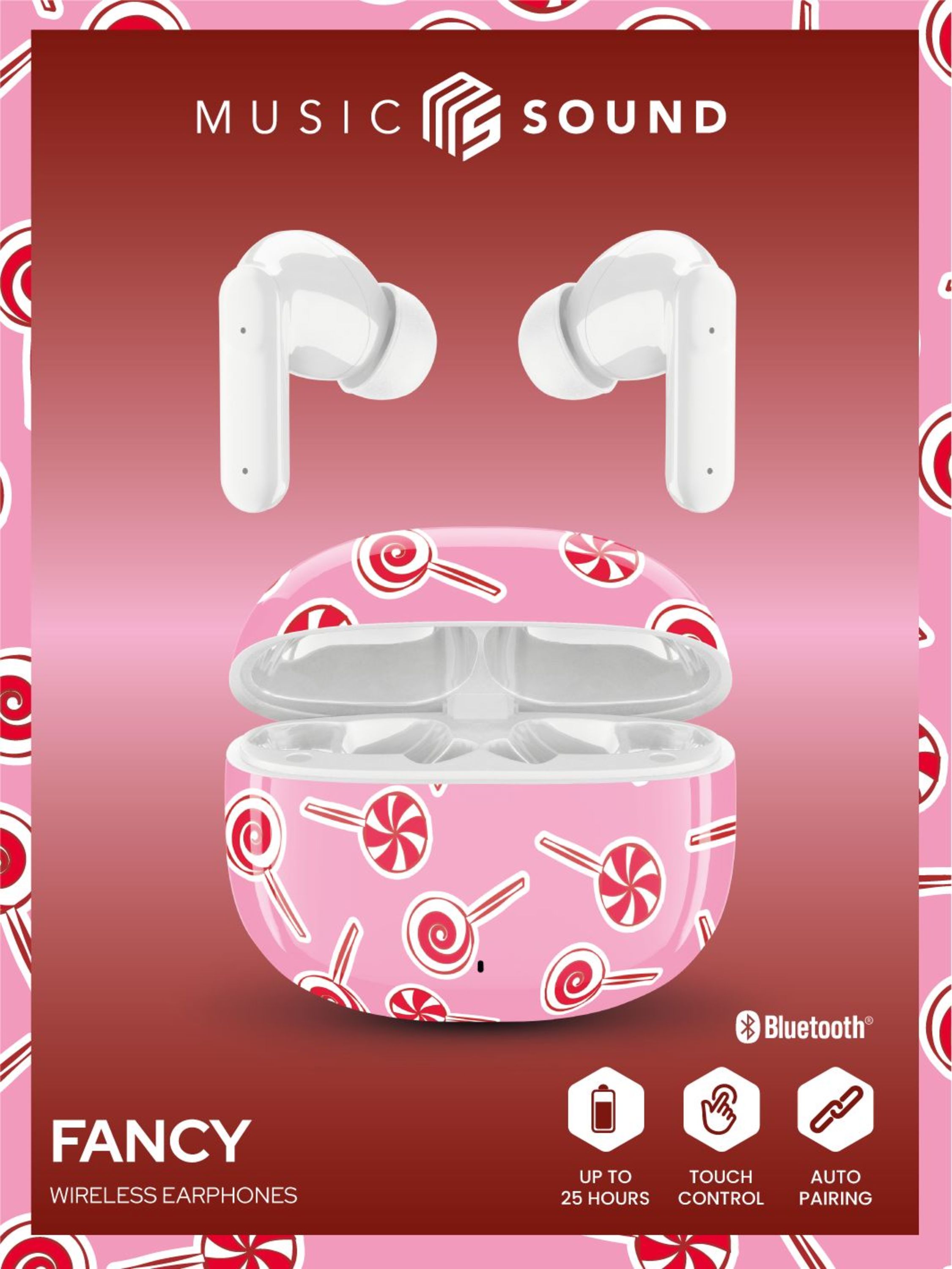 Music Sound Fancy Auricolari Bluetooth TWS in-ear senza fili con custodia di ricarica in vari modelli e colori