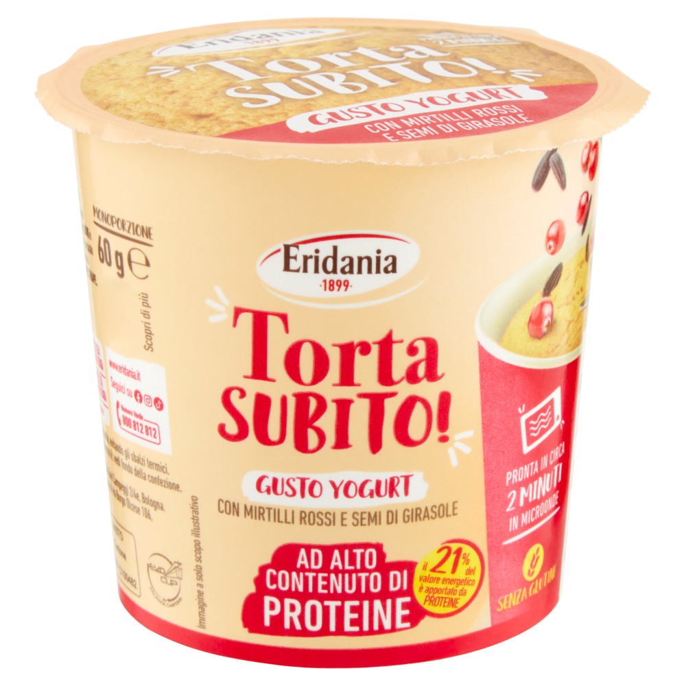 Eridania Torta Subito! Gusto Yogurt con Mirtilli Rossi e Semi di Girasole 60 g