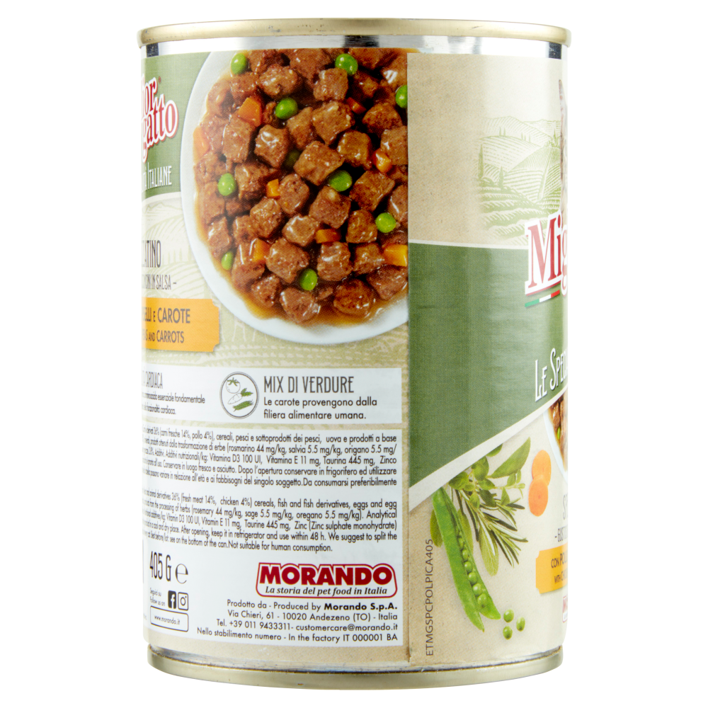Migliorgatto Le Specialità Italiane Spezzatino con Pollo, Piselli e Carote 405 G