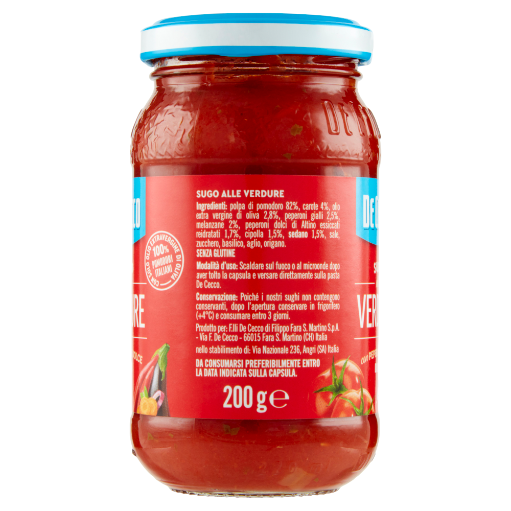 De Cecco Sugo alle Verdure con Peperone Dolce di Altino 200 g