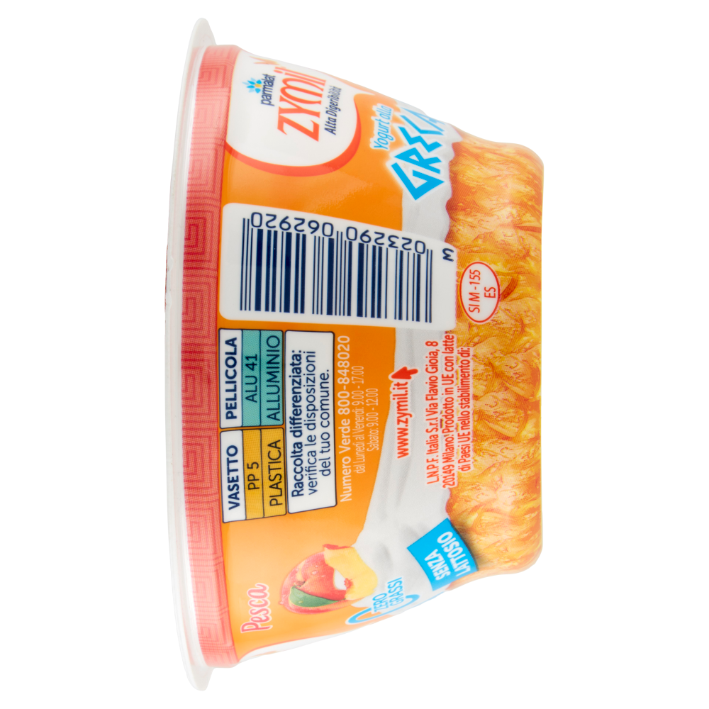 ZYMIL Alta Digeribilità Senza Lattosio Yogurt alla Greca Zero Grassi Pesca 150 g