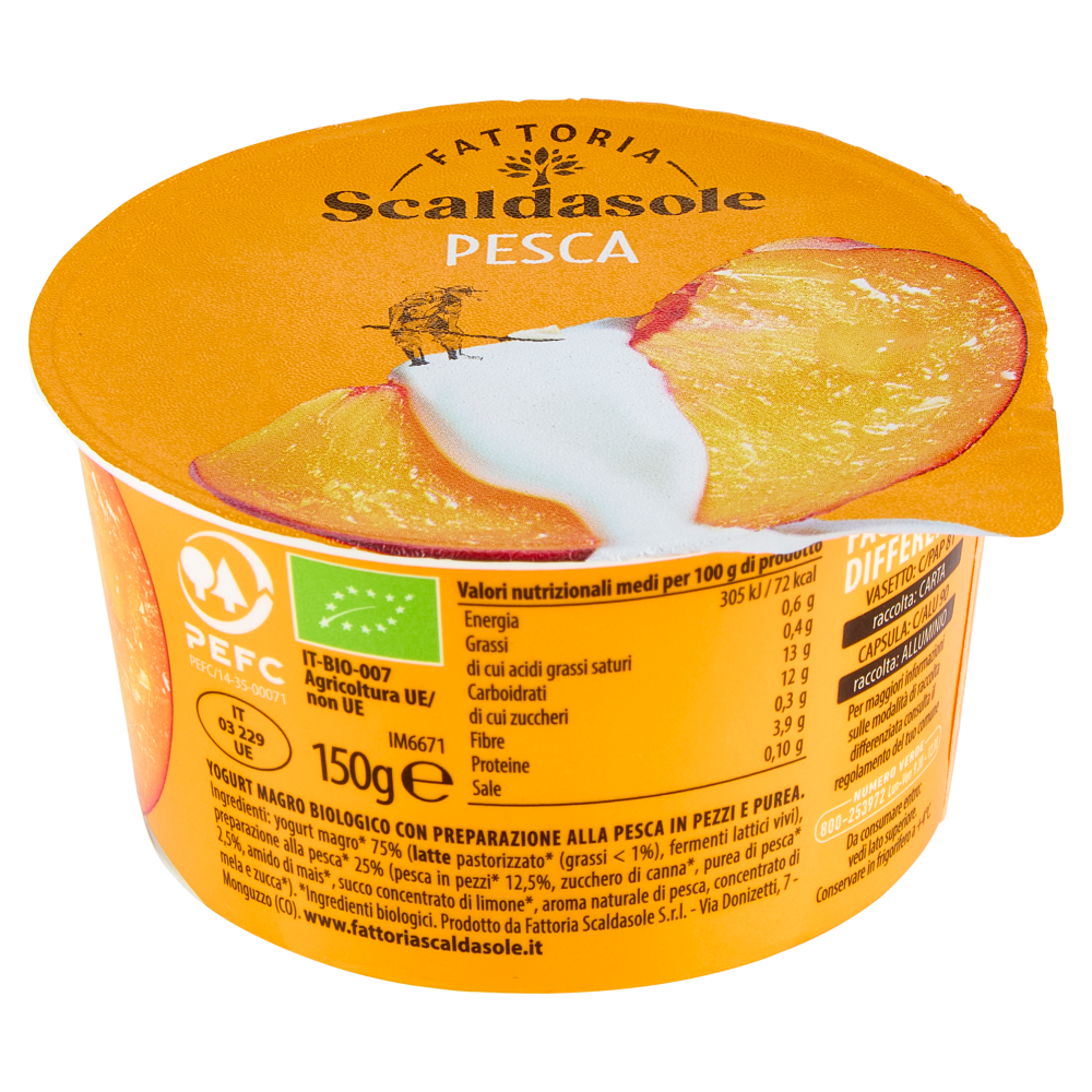 Fattoria Scaldasole con Grandi Pezzi di Pesca yogurt biologico 150 g