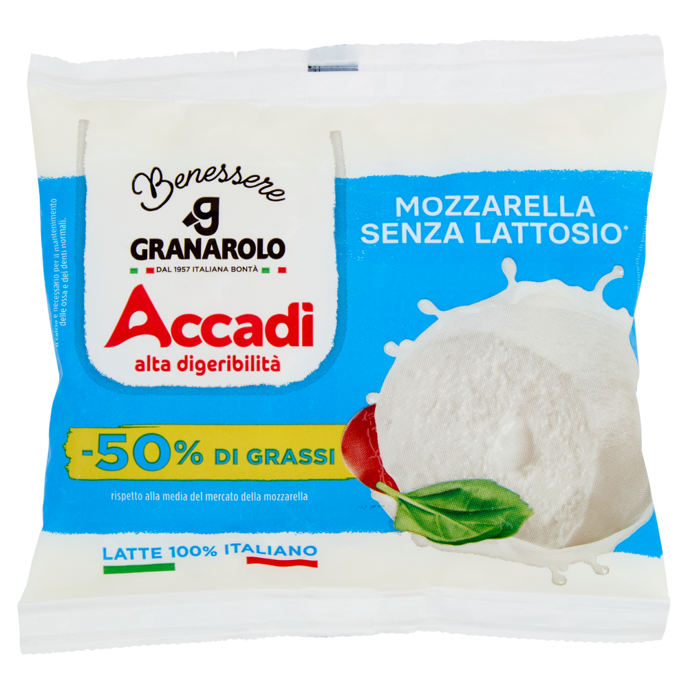 Granarolo Benessere Accad&igrave; Mozzarella Senza Lattosio* -50% di Grassi 100 g