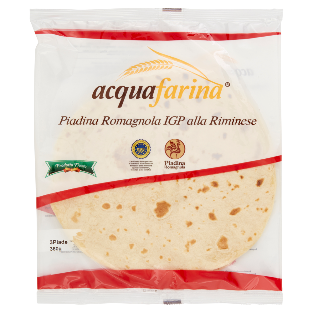 acquafarina Piadina Romagnola IGP alla Riminese 3 Piade 360 g